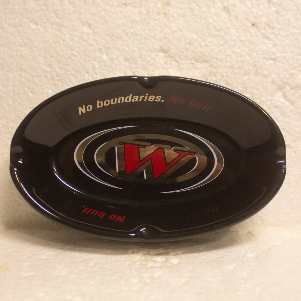 Vintage Winston "No Boundaries. No Bull" Black Ceramic Ashtray